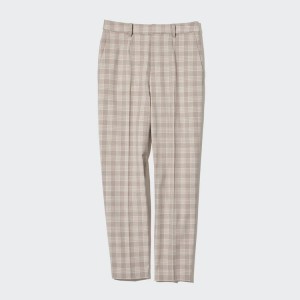 Uniqlo Smart Checked Ankle Length Pantaloni Beige | XHTIDW459