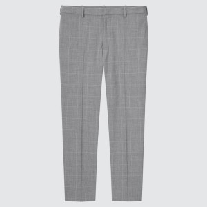 Uniqlo Smart Comfort Glen Checked Ankle Length (Long) Pantaloni Grigie | FXIKCS984