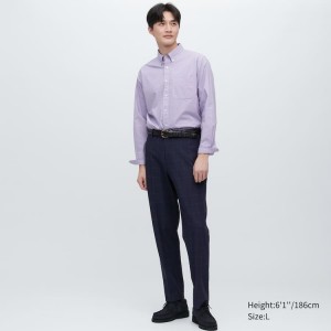 Uniqlo Smart Patterned Ankle Length (Long) Pantaloni Blu Marino | ECAHZF160