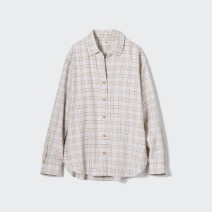 Uniqlo Soft Brushed Checked Long Sleeved Camicie Grigie Chiaro | RMIYZU367