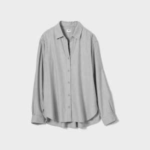 Uniqlo Soft Brushed Long Sleeved Camicie Grigie | HXIMCF260