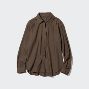 Uniqlo Soft Brushed Long Sleeved Camicie Grigie | YLEIAC756