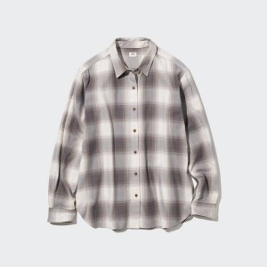 Uniqlo Soft Brushed Long Sleeved Camicie Grigie | FEVZWN623