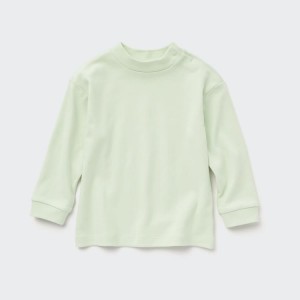 Uniqlo Soft Touch Cotone Mock Neck Long Sleeved Magliette Neonato Verdi Chiaro | JBTZFD261