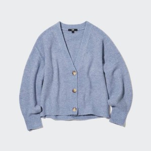 Uniqlo Soufflé Corta Cardigan Blu | UVZNRI462