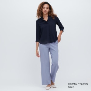 Uniqlo Stretch Dritto Leg Pantaloni Blu | ZCHKXA938