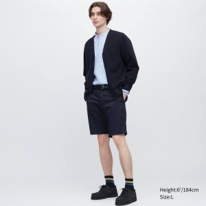 Uniqlo Stretch Slim Fit Pantaloncini Blu Marino | TNGKRQ047