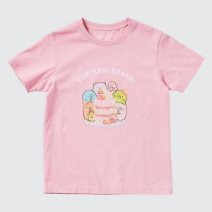 Uniqlo Sumikkogurashi Ut Grafica Magliette Ragazza Rosa | MNFGKL821