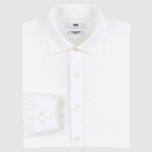 Uniqlo Super Non-iron Slim Fit (Semi-cutaway Collar) (2021 Season) Camicie Bianche | RNKMBQ091