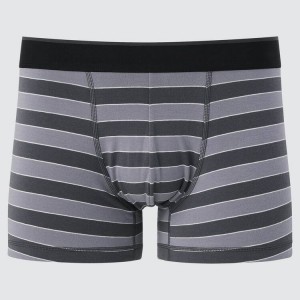 Uniqlo Supima Cotone Low Rise A Strisce Boxer Biancheria Intima Grigie Scuro | NGQLMI902