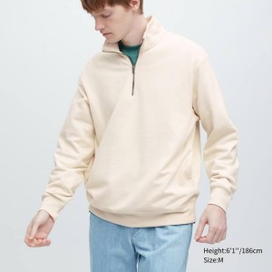 Uniqlo Sweat Half-zipped Pullover Felpe Beige | ELJYUW468