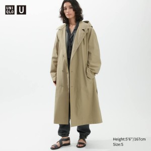 Uniqlo U Con Cappuccio Long Cappotti Khaki | XWVPLT952