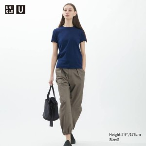 Uniqlo U Crew Neck Corta Sleeved Magliette Blu Marino | DCHTPB945