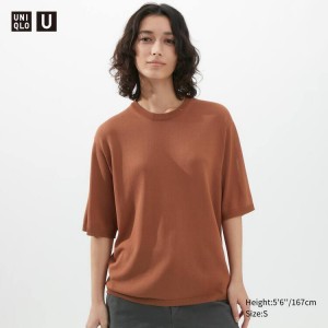 Uniqlo U Lavorato A Maglia Maglieria Marroni | YFRCWZ590