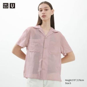 Uniqlo U Sheer Corta Sleeved Camicie Rosa | WDNRGA812