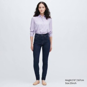 Uniqlo Ultra Stretch High Rise Magro Fit Jeans Blu Marino | ZLTVJY823