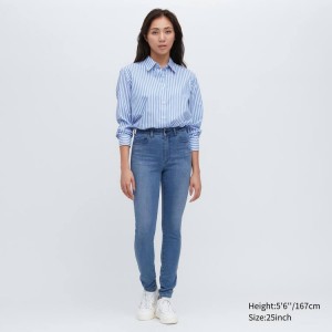 Uniqlo Ultra Stretch High Rise Magro Fit Jeans Blu | BDSKJI156