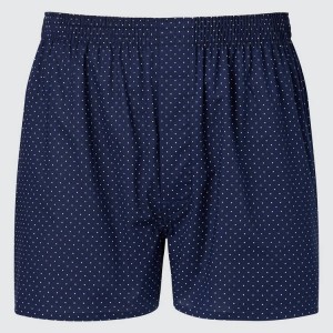 Uniqlo Woven Dotted Boxer Biancheria Intima Blu Marino | LOGMCI397