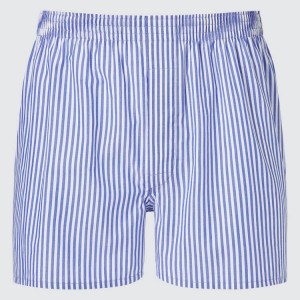 Uniqlo Woven London A Strisce Boxer Biancheria Intima Blu | PJVLFM935