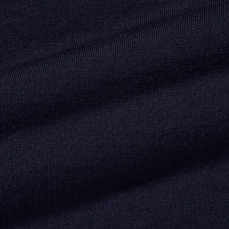 Uniqlo 100% Extra Fine Merino Collar Jumpers Blu Marino | HDUMTO354