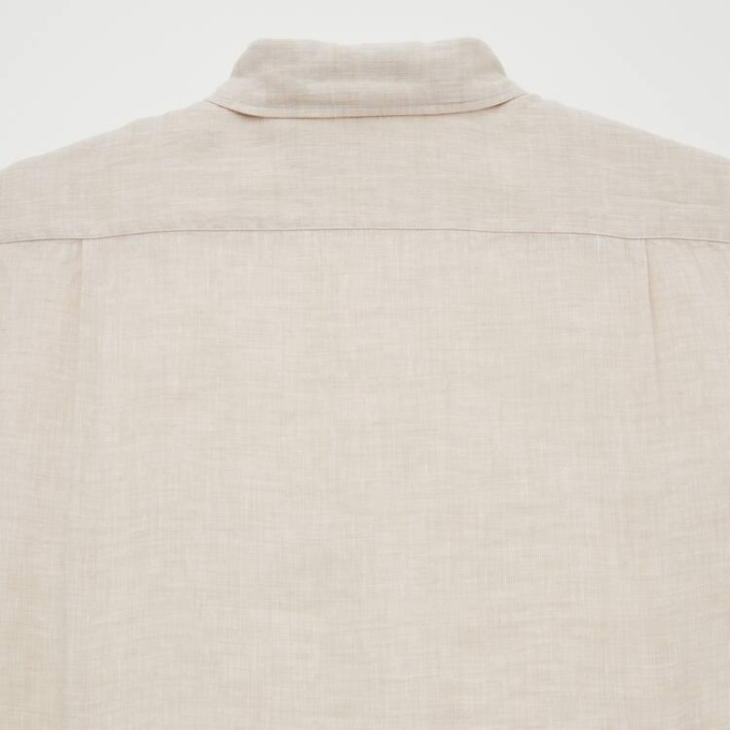 Uniqlo 100% Premium Linen Regular Fit (Regular Collar) Camicie Beige | WJVDMR451