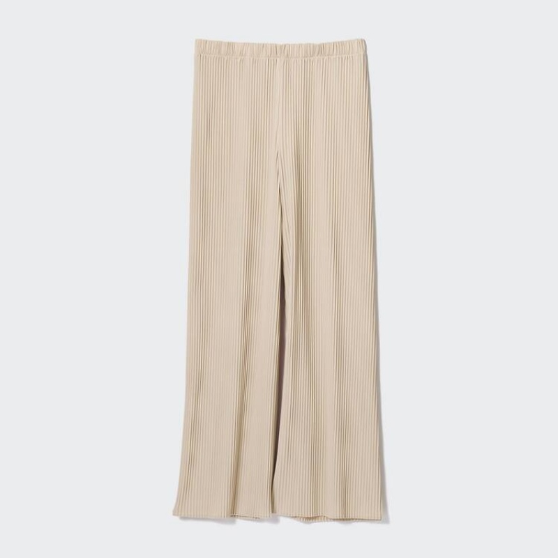 Uniqlo A Pieghe Dritto Leg Easy Pantaloni Beige | LVZRSO948