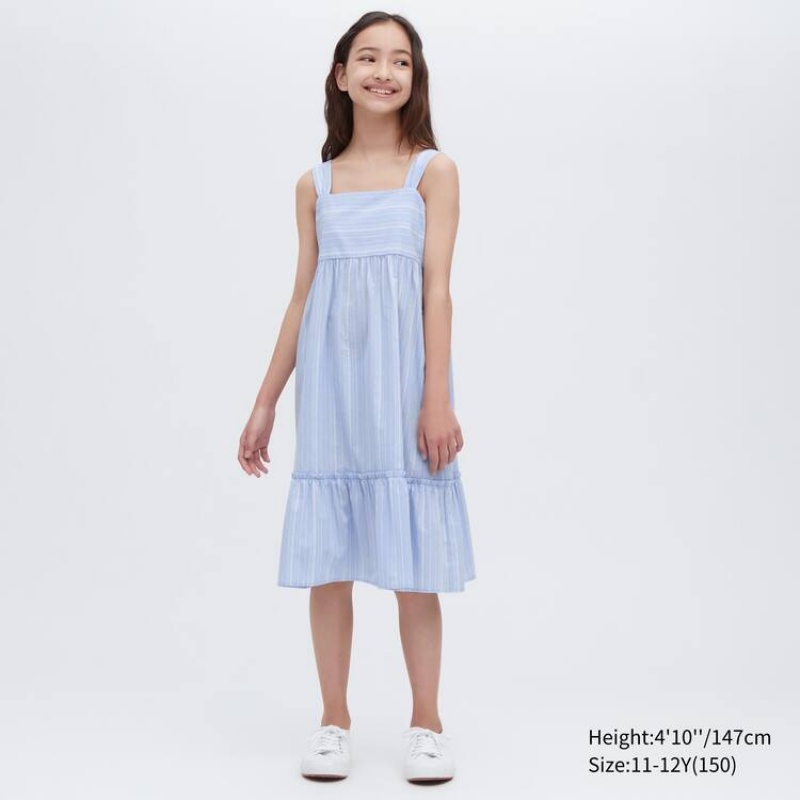 Uniqlo A Strisce Camisole Vestito Ragazza Blu | NJMQRL976