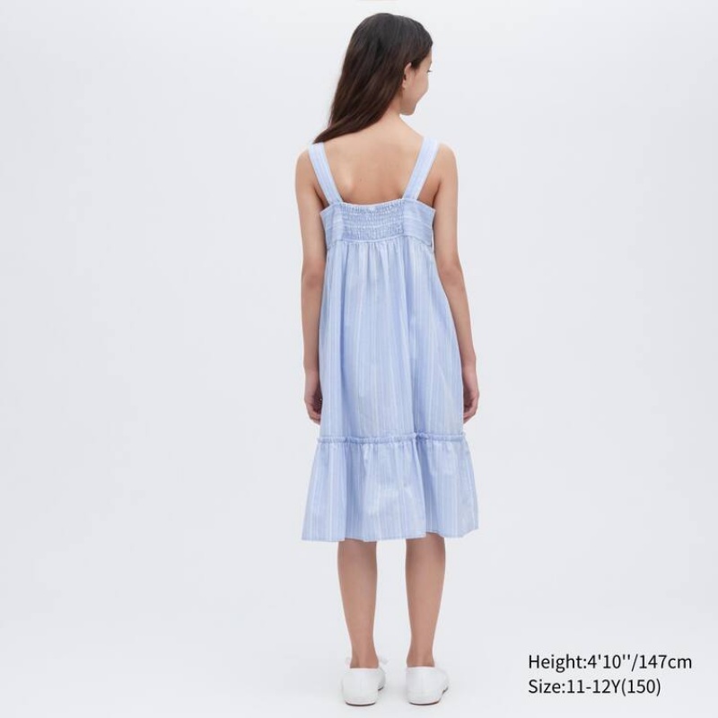 Uniqlo A Strisce Camisole Vestito Ragazza Blu | NJMQRL976