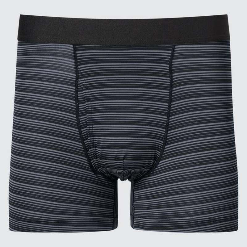 Uniqlo Airism A Strisce Boxers Biancheria Intima Nere | NSRUXF087