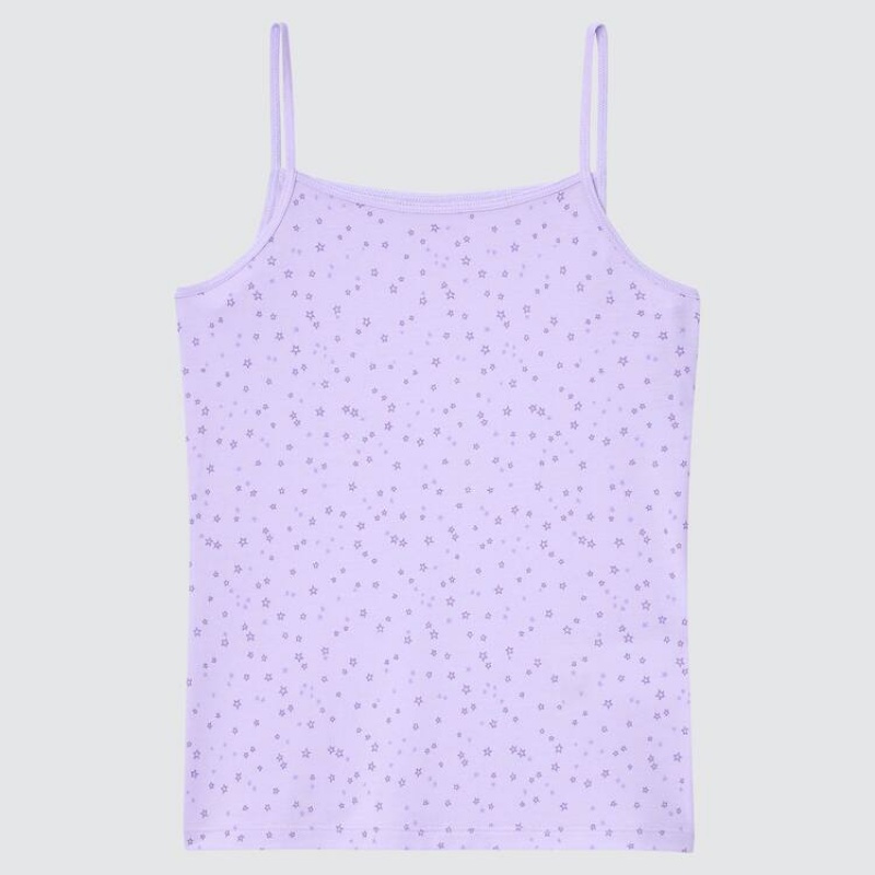 Uniqlo Airism Cotone Blend Printed Camisole Top Ragazza Viola Chiaro | DBVSIG947