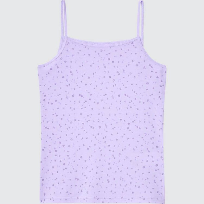 Uniqlo Airism Cotone Blend Printed Camisole Top Ragazza Viola Chiaro | DBVSIG947