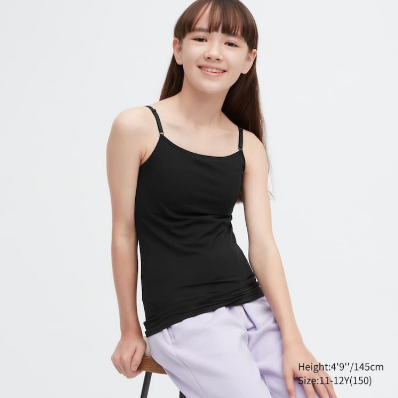 Uniqlo Airism Cotone Camisole Reggiseni Ragazza Nere | VGFJOC206