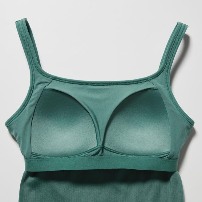 Uniqlo Airism Cotone Costine Senza Maniche Reggiseni Verdi | ISATWQ459