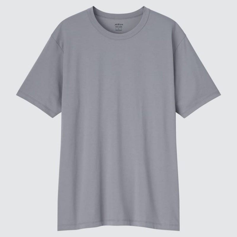 Uniqlo Airism Cotone Crew Neck Magliette Grigie | NIOSZE389