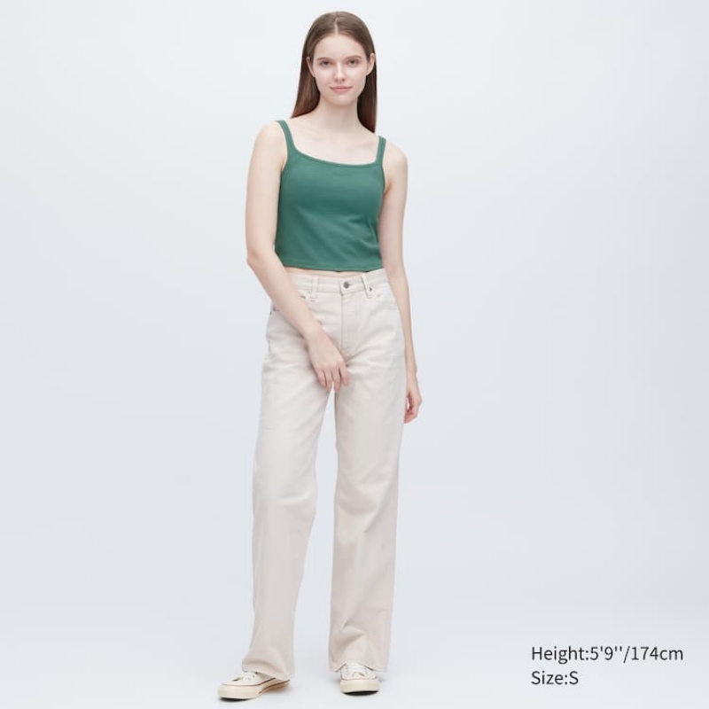 Uniqlo Airism Cotone Cropped Senza Maniche Reggiseni Verdi | EIQAPK709