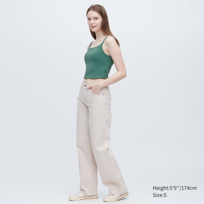 Uniqlo Airism Cotone Cropped Senza Maniche Reggiseni Verdi | EIQAPK709