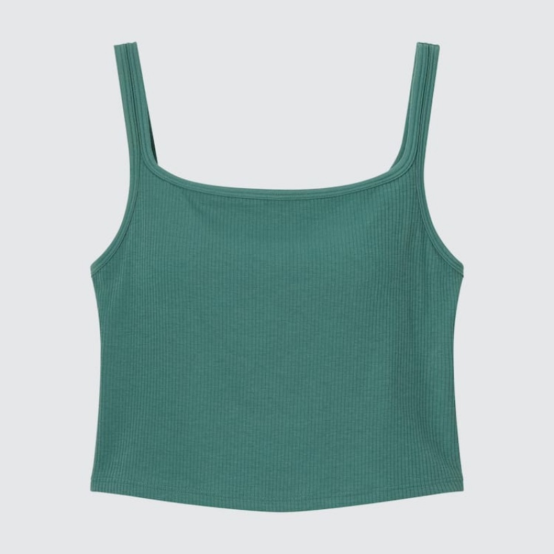 Uniqlo Airism Cotone Cropped Senza Maniche Reggiseni Verdi | EIQAPK709