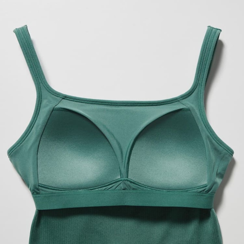 Uniqlo Airism Cotone Cropped Senza Maniche Reggiseni Verdi | EIQAPK709