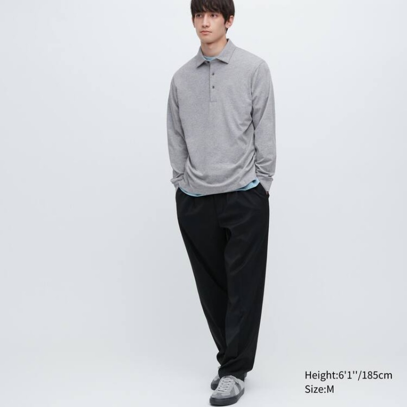 Uniqlo Airism Long Sleeve Magliette Polo Grigie | GQVHCR270