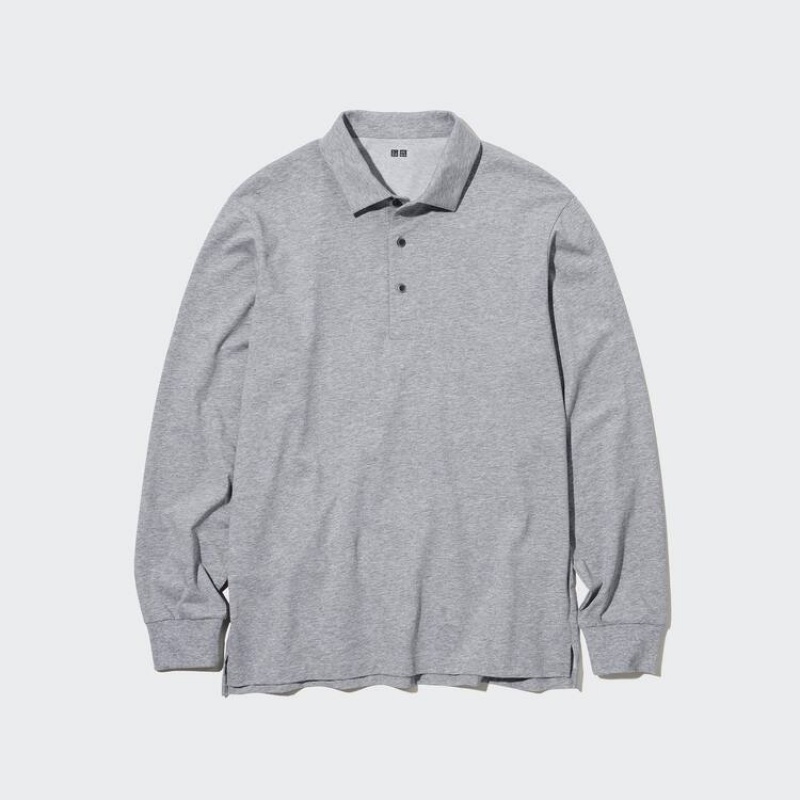 Uniqlo Airism Long Sleeve Magliette Polo Grigie | GQVHCR270