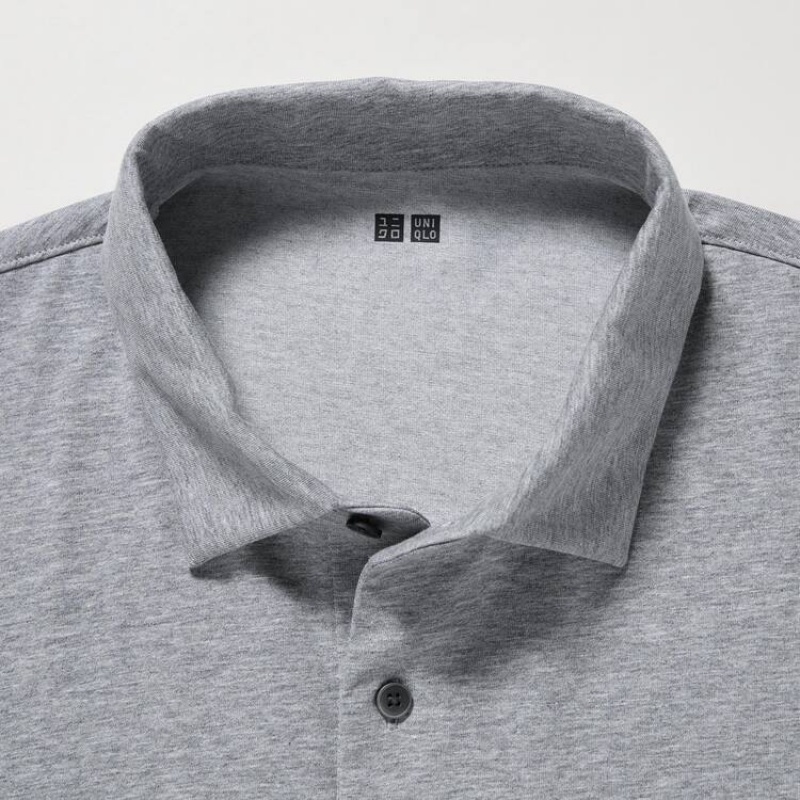 Uniqlo Airism Long Sleeve Magliette Polo Grigie | GQVHCR270