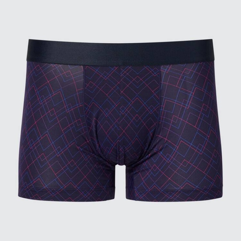 Uniqlo Airism Low Rise Printed Boxers Biancheria Intima Blu Marino | AXPJQW148