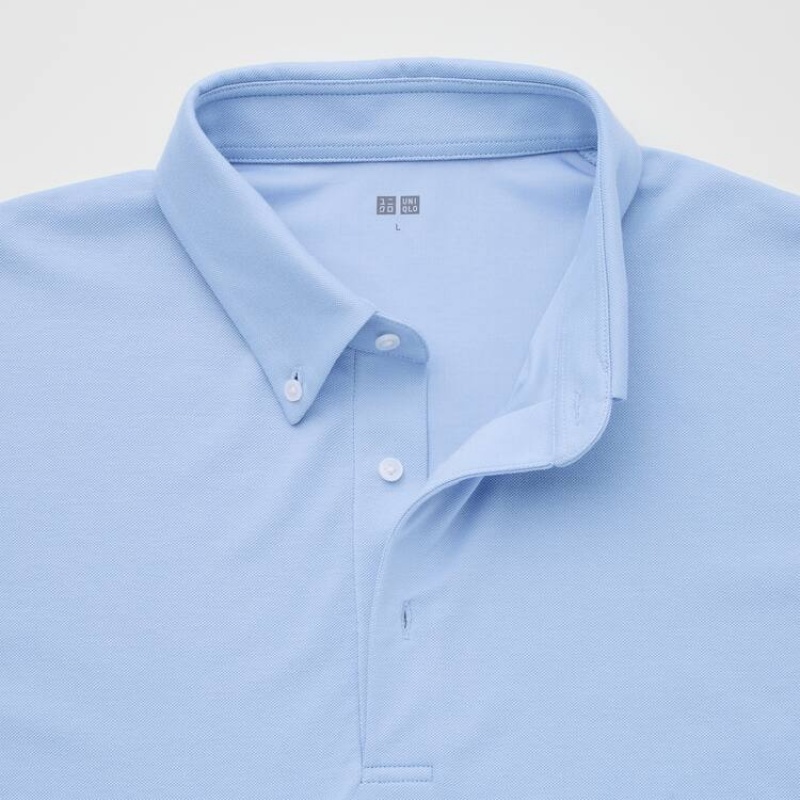 Uniqlo Airism Piqué Magliette Polo Blu Chiaro | WBDOMF318