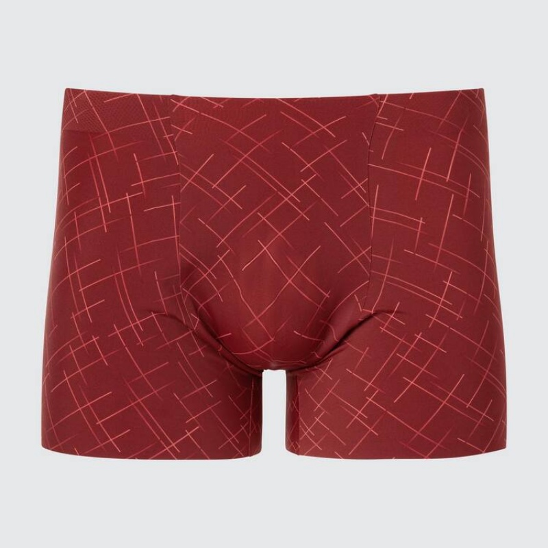 Uniqlo Airism Seamless Printed Boxers Biancheria Intima Rosse | WVQPFM432