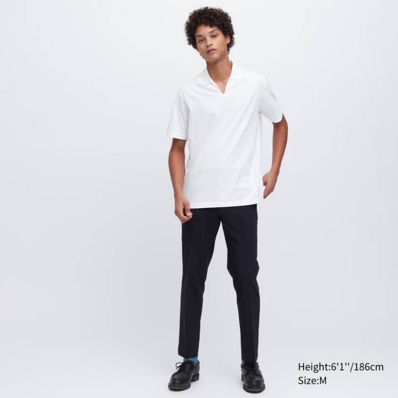 Uniqlo Airism (Skipper Collar) Magliette Bianche | BILAKD798