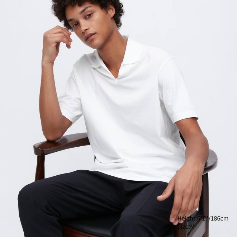 Uniqlo Airism (Skipper Collar) Magliette Bianche | BILAKD798