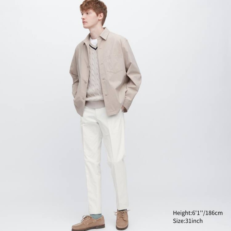 Uniqlo Airsense Ultra Light Cotone-like (Long) Pantaloni Bianche | LUMHOX650