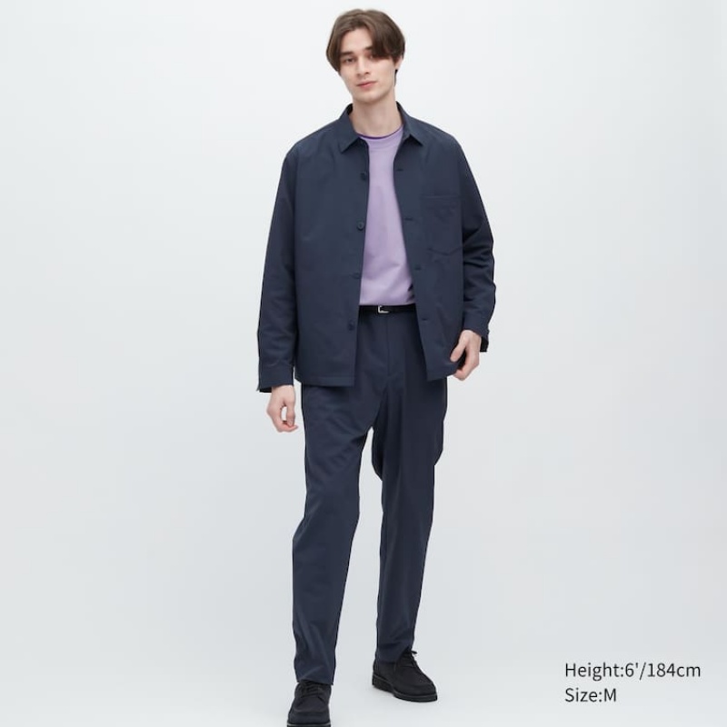 Uniqlo Airsense Ultra Light Seersucker Completo Blu | HDBGZV203