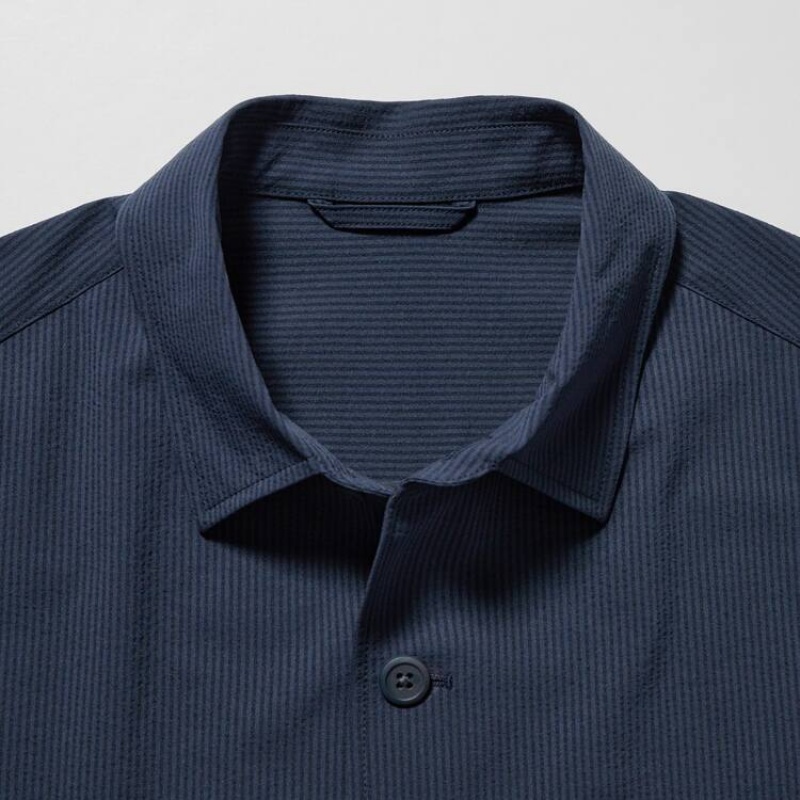 Uniqlo Airsense Ultra Light Seersucker Giacche Blu | WSROUN642