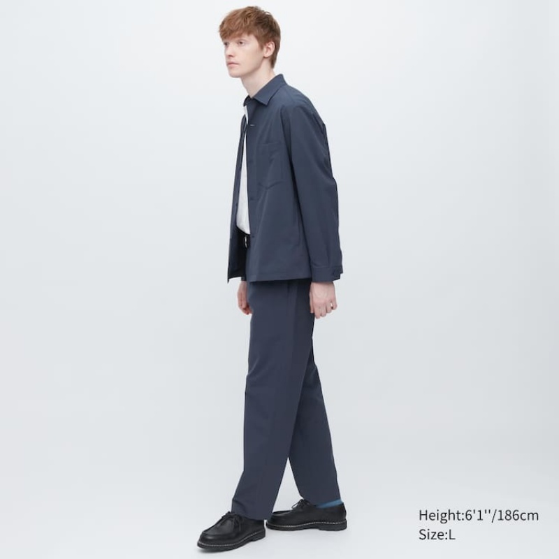 Uniqlo Airsense Ultra Light Seersucker Relaxed Fit Completo Blu | KNHRQA902